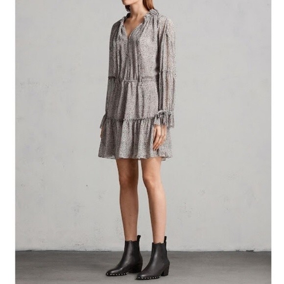 All Saints Dresses & Skirts - Allsaints Adara Leodot Leopard Dress in Pale Pink Size Small